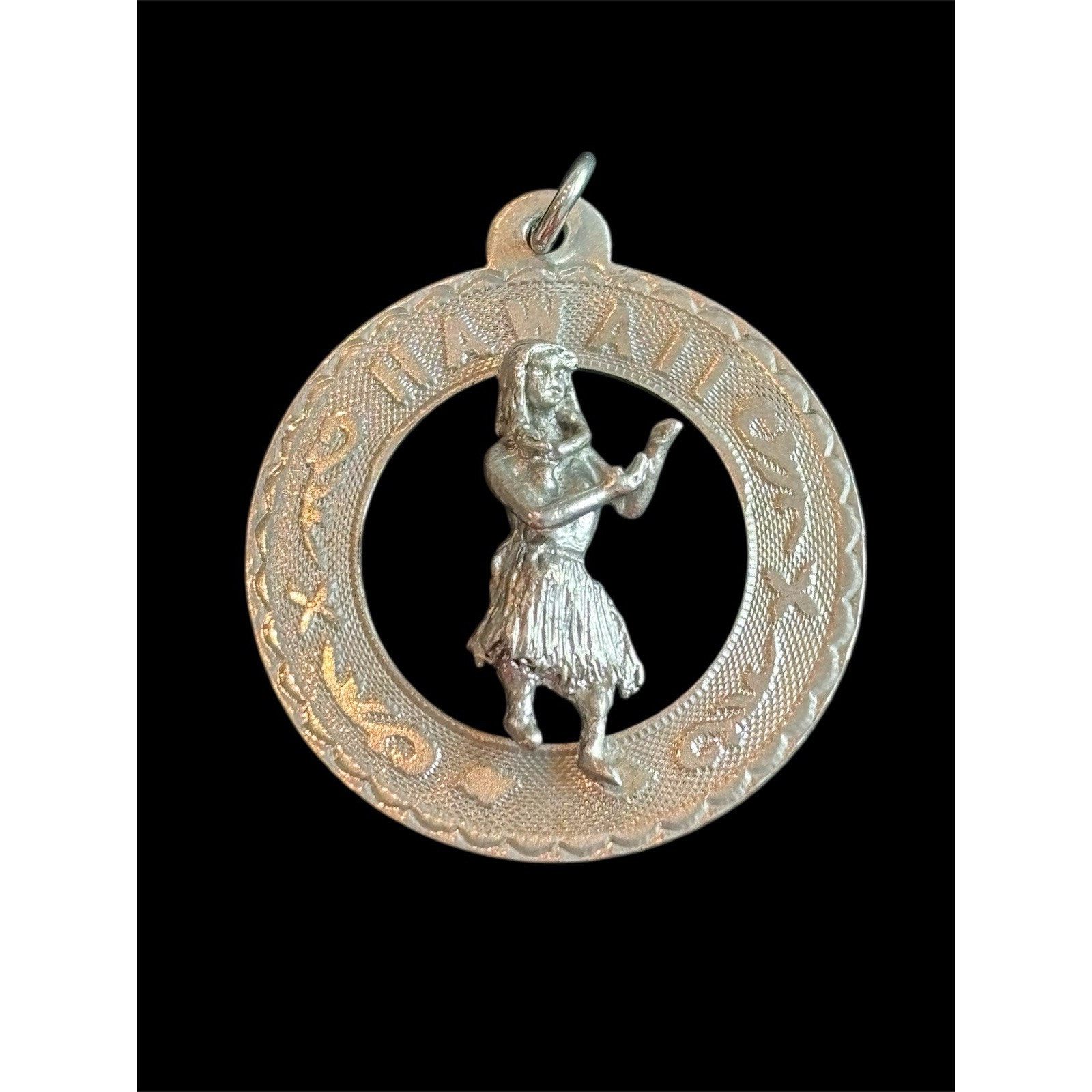 Vtg 1970s Sterling Silver Round Hula Hawaii Charm 925 20$
